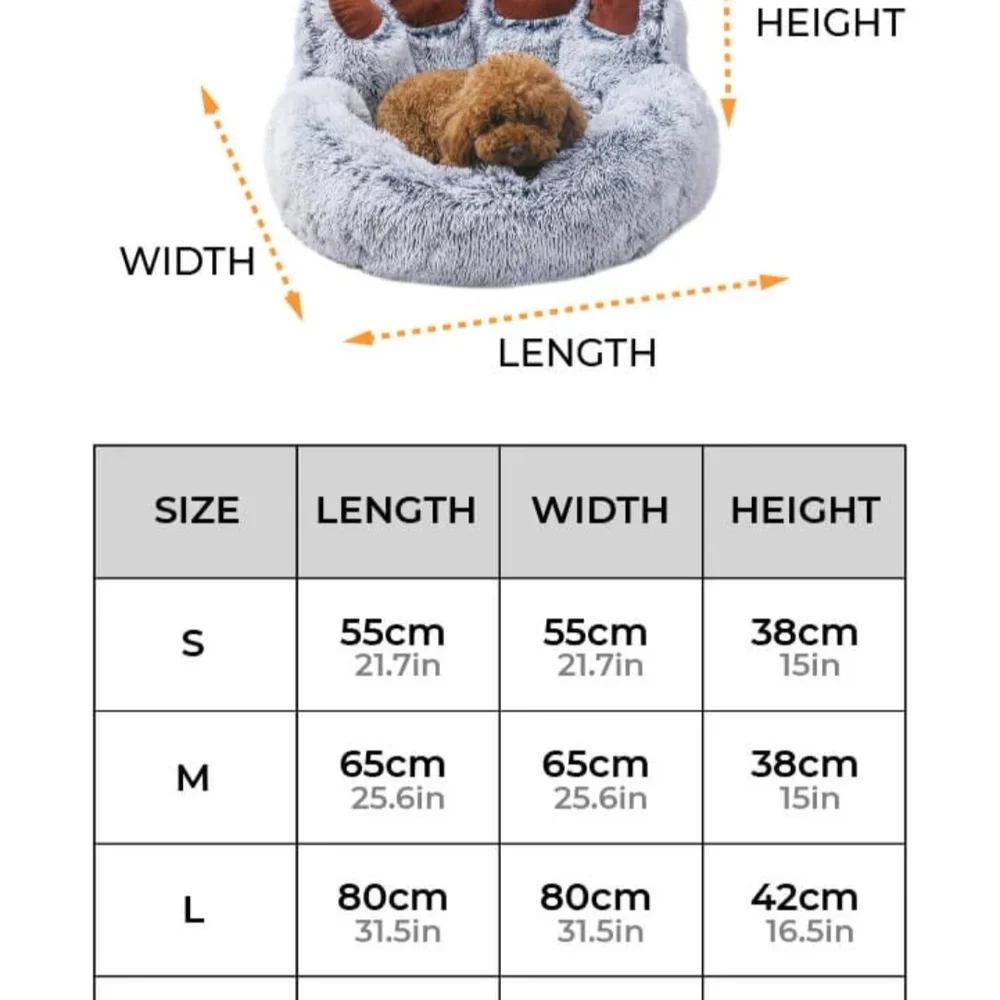 Pets Dog Bedding Comfy Fuzzy Small Round Bear Paw Shaped Plush Dog Cat Pet Bed
